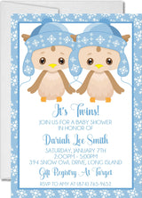 Boy twins winter snowflake baby shower invitaitons