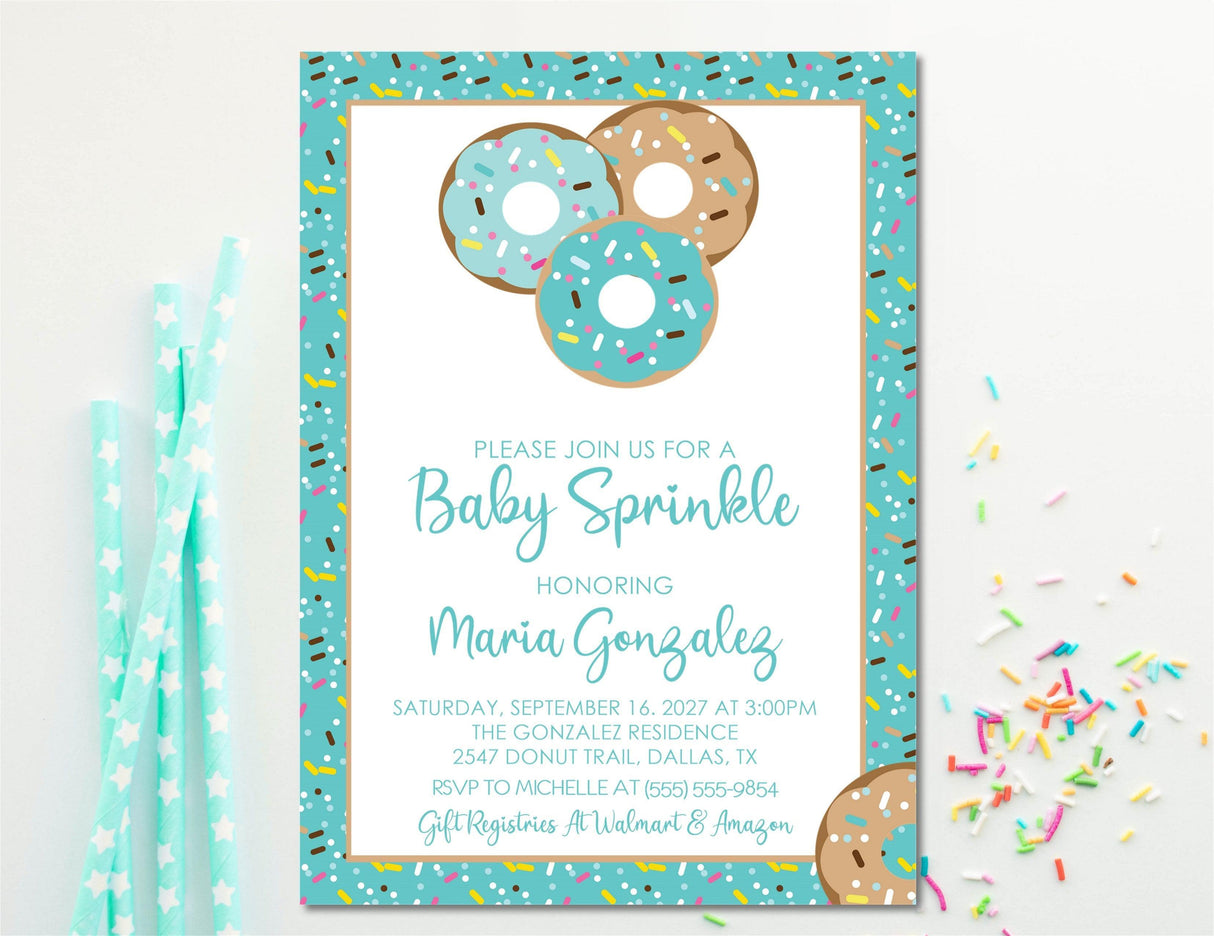 Boys Donut Baby Sprinkle Invitations