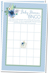 Boys Fall Pumpkin Baby Shower Bingo Cards