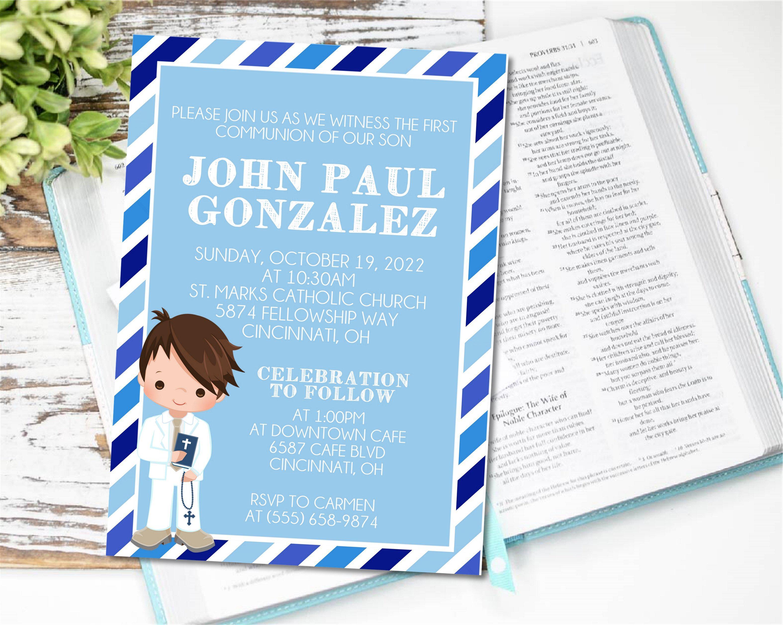 Boys First Communion Invitations