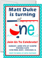 Boys Fishing 1st Birthday Party Invitations