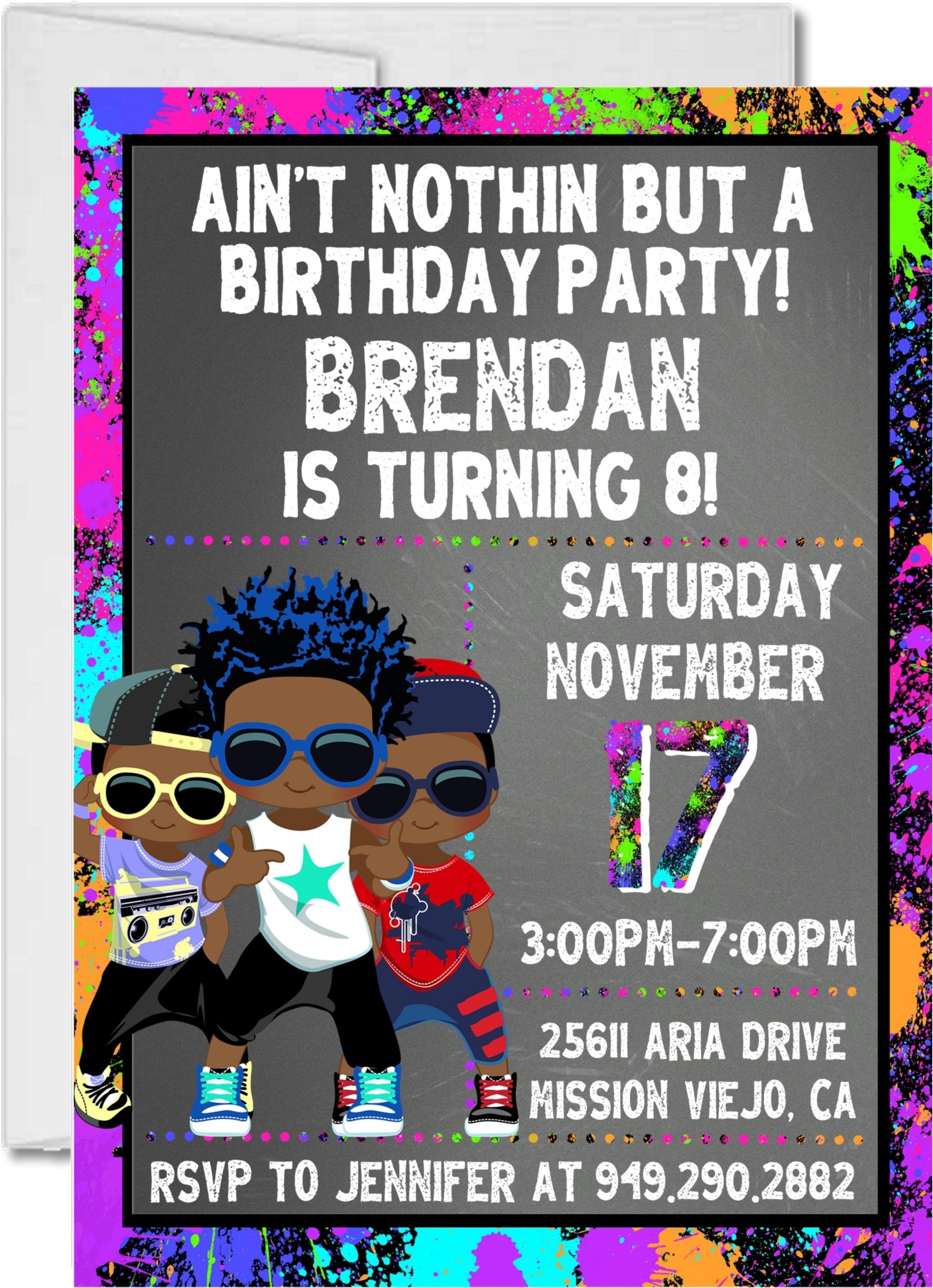 Boys Hip Hop Birthday Party Invitations