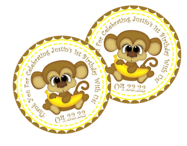 Boys Monkey 1st Birthday Party Stickers