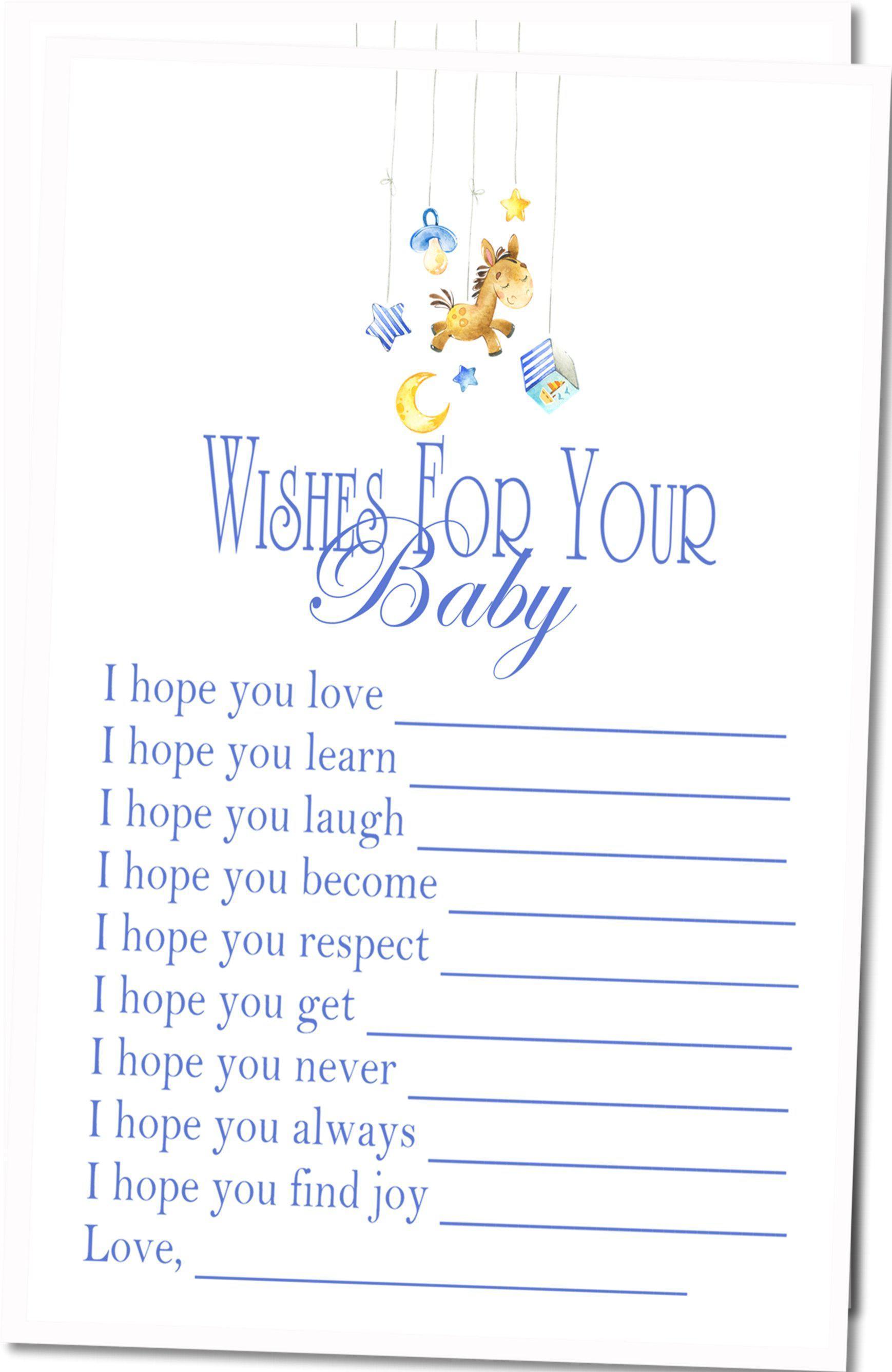 Boys Moon & Stars Baby Shower Wish Cards