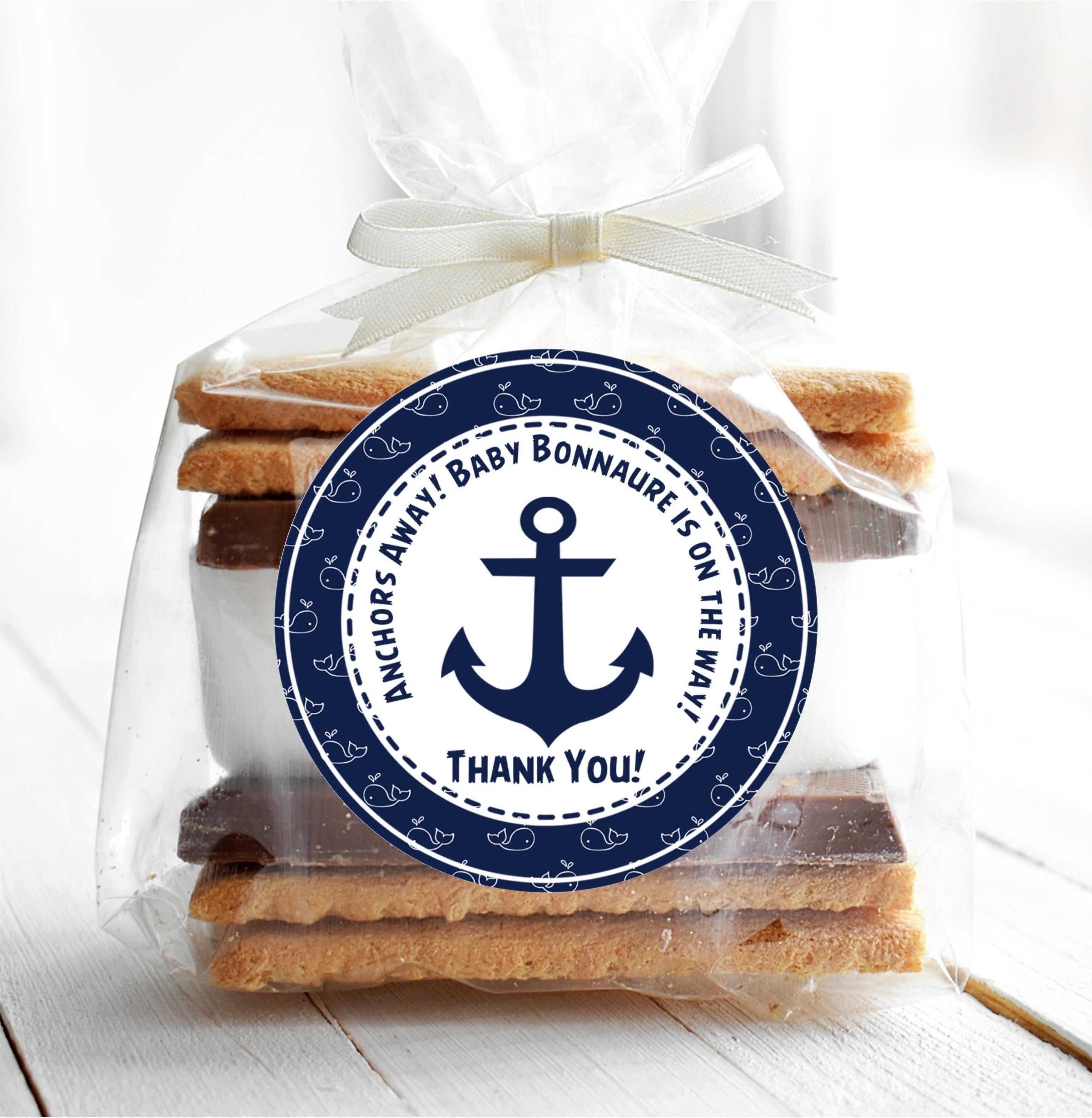 Boys Nautical Anchor Baby Shower Stickers Or Favor Tags