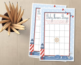 Boys Nautical Baby Shower Bingo Cards