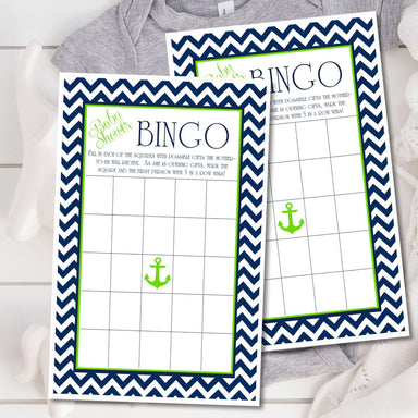 Boys Nautical Baby Shower Bingo Cards