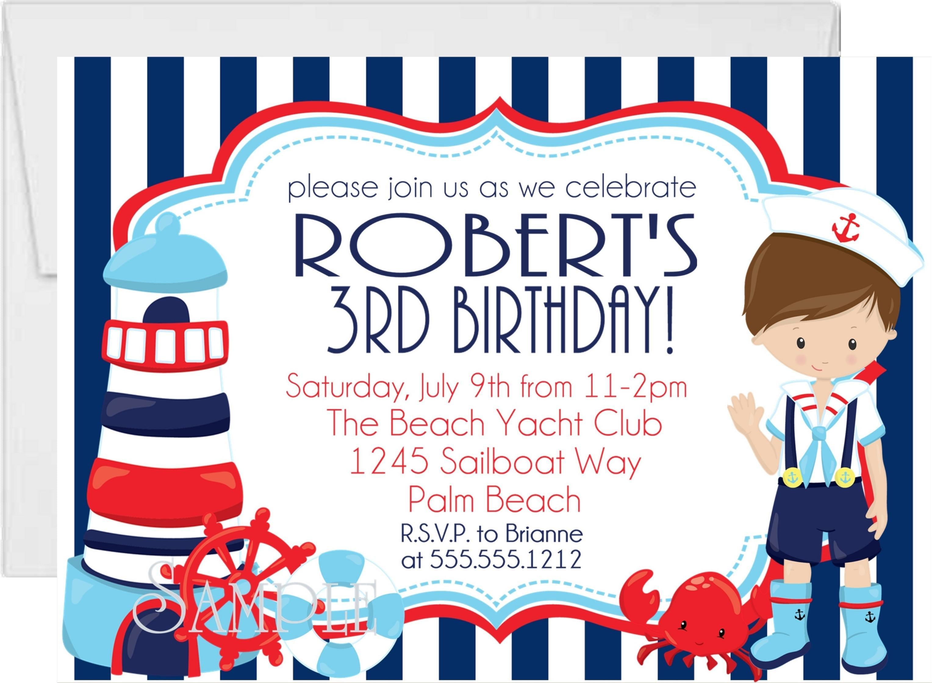 Boys Nautical Birthday Party Invitations