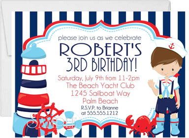 Boys Nautical Birthday Party Invitations
