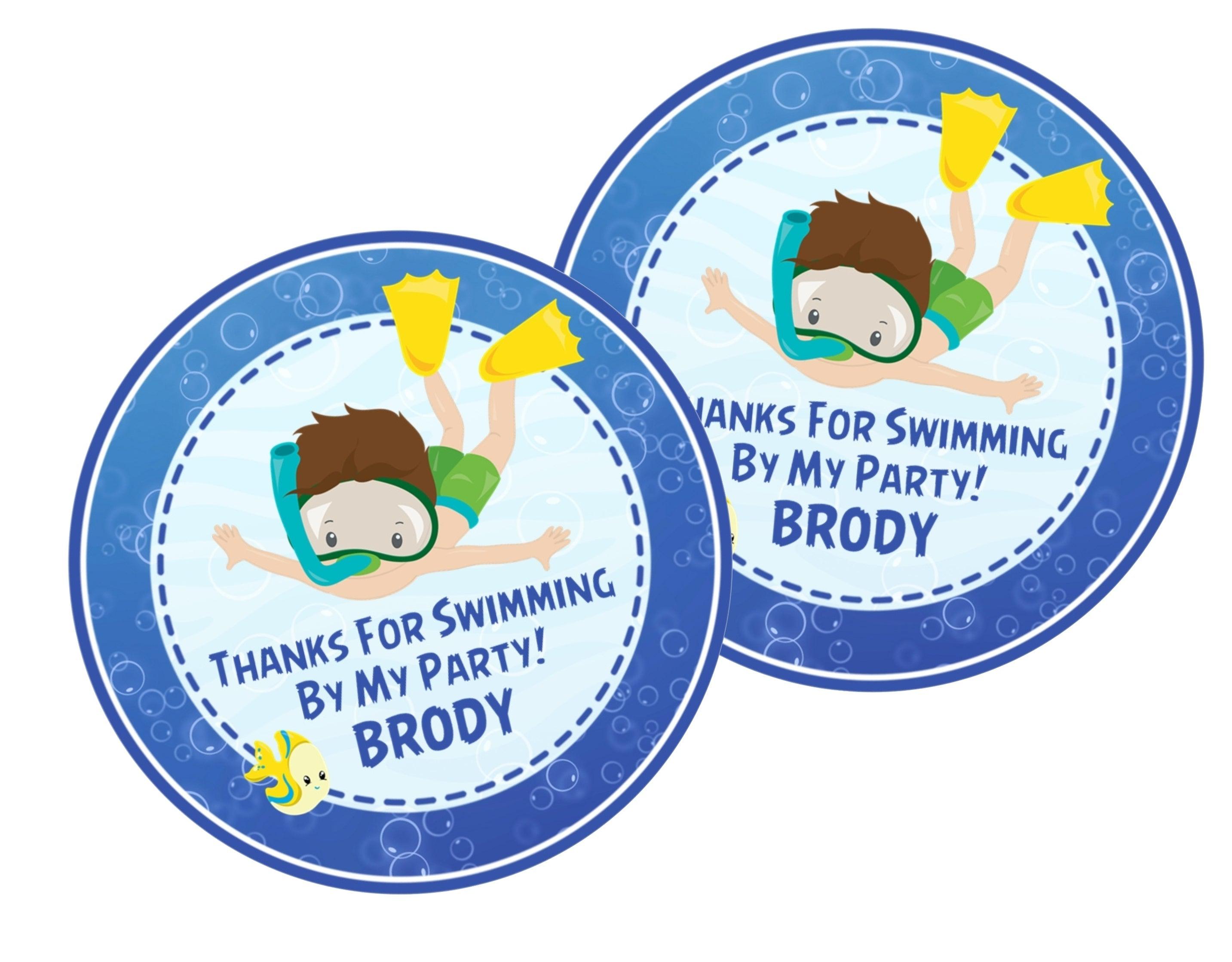 Boys Snorkeling Birthday Party Stickers or Favor Tags