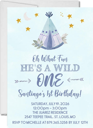 Boys Tribal 1st Birthday Party Invitations