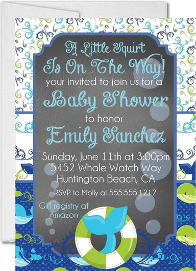 Boys Whale Baby Shower Invitations