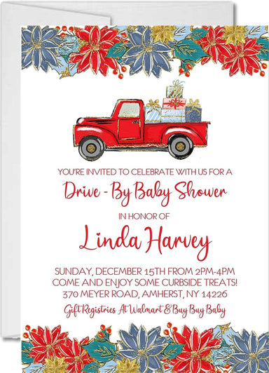 Boys Winter Drive By Baby Shower Invitations