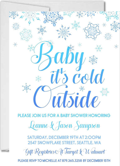 Boys Winter Snowflake Baby Shower Invitations