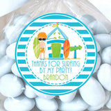 Boys Surfing Birthday Party Stickers