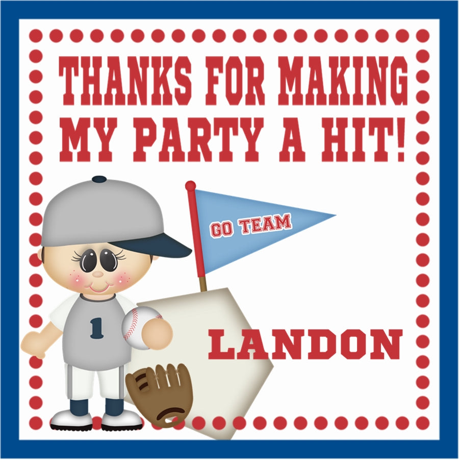 Boys baseball birthday stickers