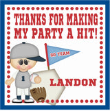 Boys baseball birthday stickers