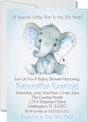 Boys blue baby elephant baby shower invitations