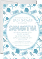 Boys blue beach baby shower invitations starfish seashell lantern design