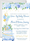 Boys blue drive by baby shower invitation