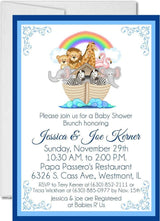 Boys blue noah's ark baby shower invitations