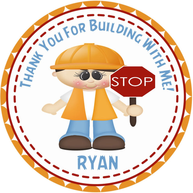 Boys construction birthday stickers