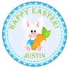 Boys easter bunny holding carrot personalized sticker