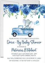 Boys elephant baby shower parade invitation cards