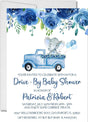 Boys elephant baby shower parade invitation cards