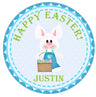 Boys happy easter bunny basket sticker personalized