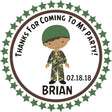 Boys military birthday party stickers
