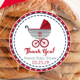 Boys nautical baby shower carriage sticker in red white and blue