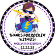 Boys rock roll drummer birthday sticker favor labels