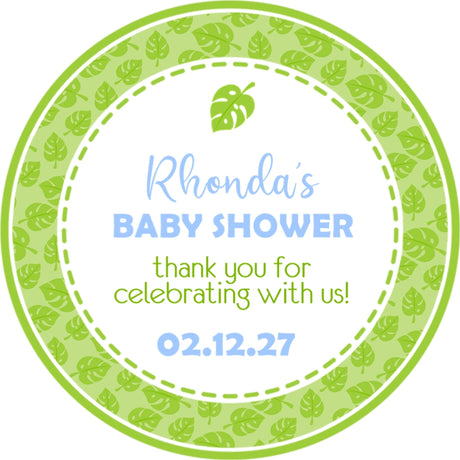 Boys tropical baby shower sticker label