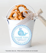 Boys whale 1st birthday sticker favor