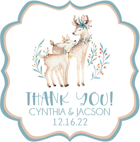 Boys winter reindeer baby shower favor labels
