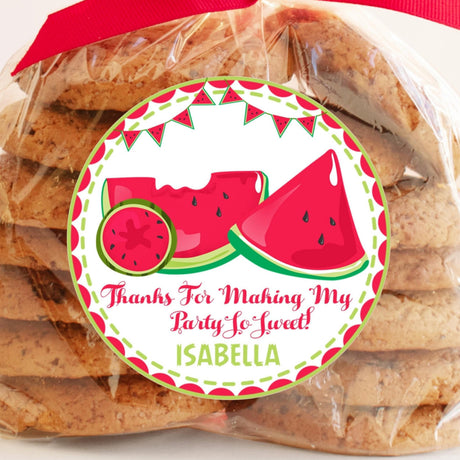 Bright red watermelon slice birthday sticker