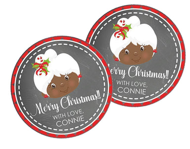 Brown Mrs. Claus Christmas Stickers