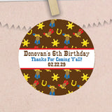 Brown rodeo pattern cowboy birthday stickers