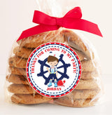 Brunette boys nautical birthday sticker