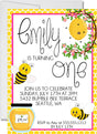 Bumble Bee 1st Birthday Party Invitations