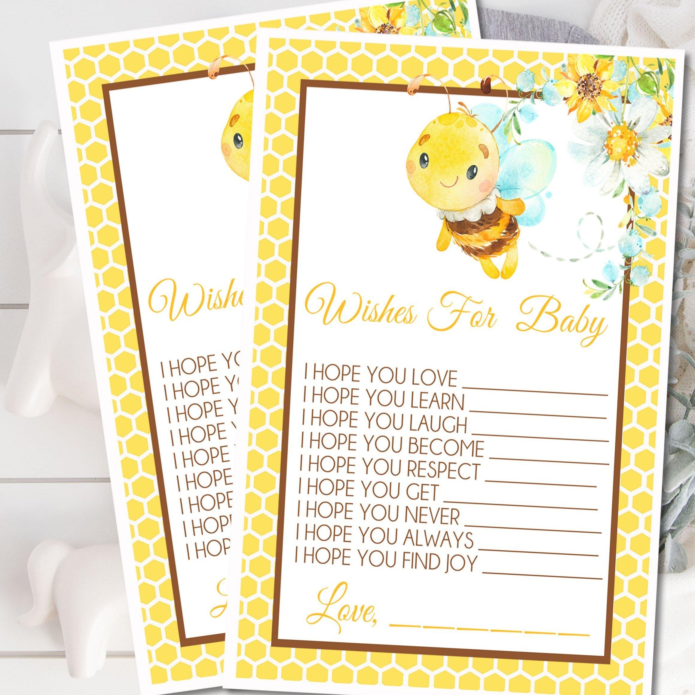Bumble Bee Baby Shower Wish Cards