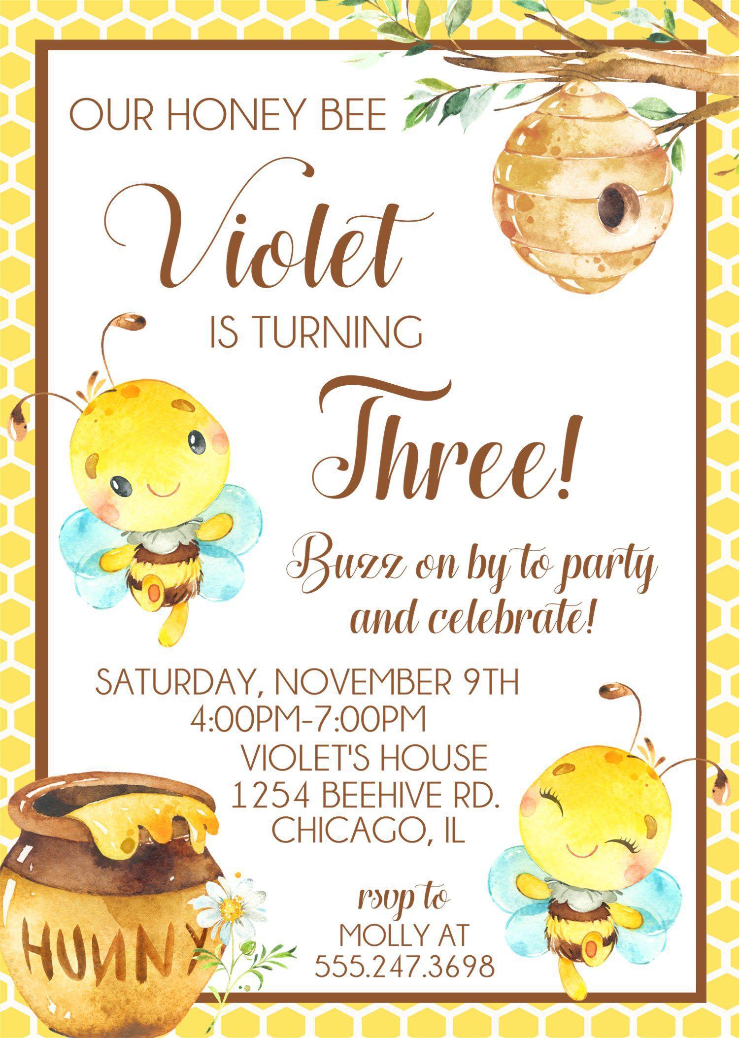 Bumble Bee Birthday Party Invitations