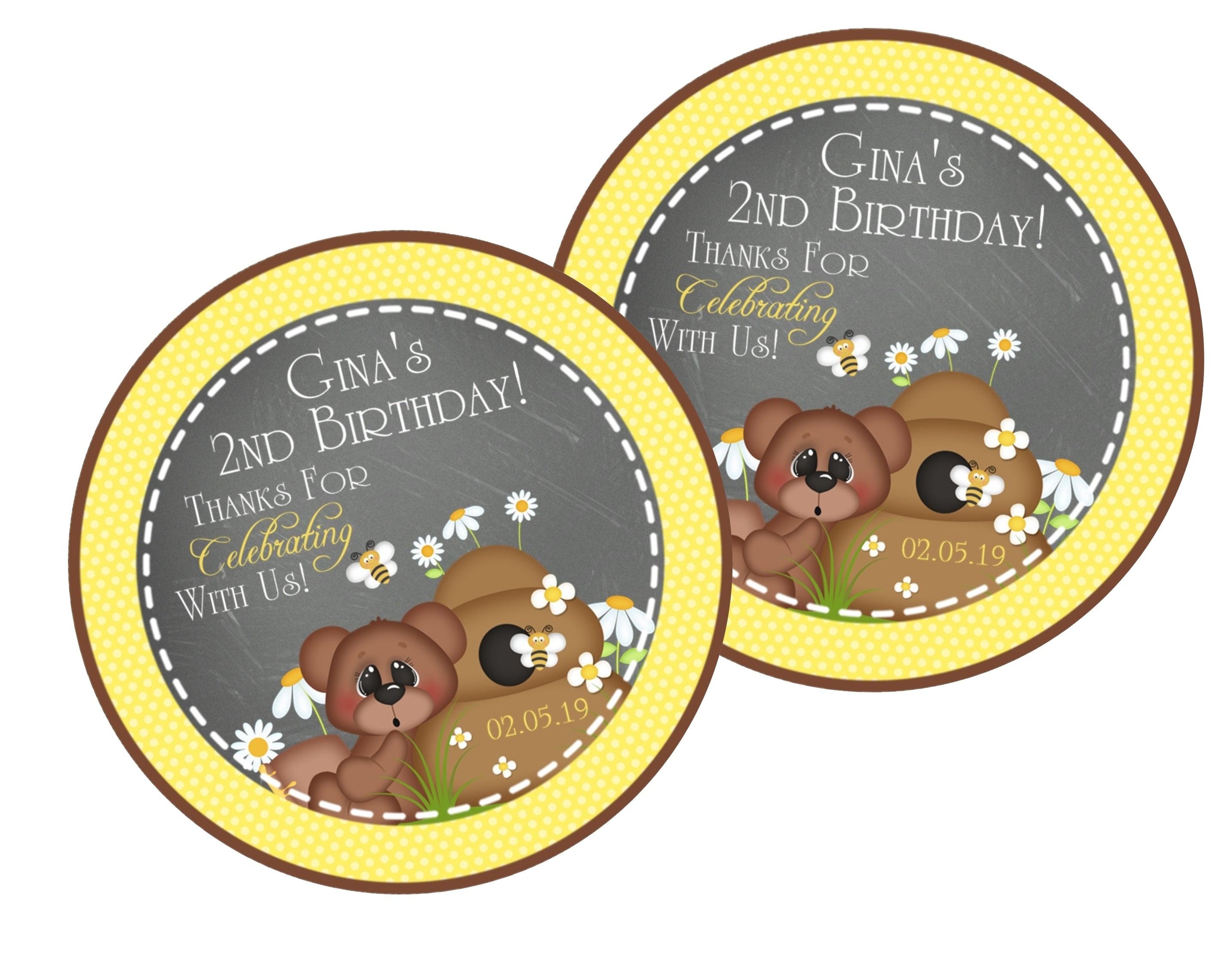Bumble Bee Teddy Bear Birthday Party Stickers Or Favor Tags