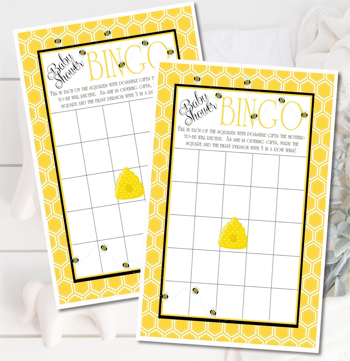 Bumble bee baby shower bingo printable game
