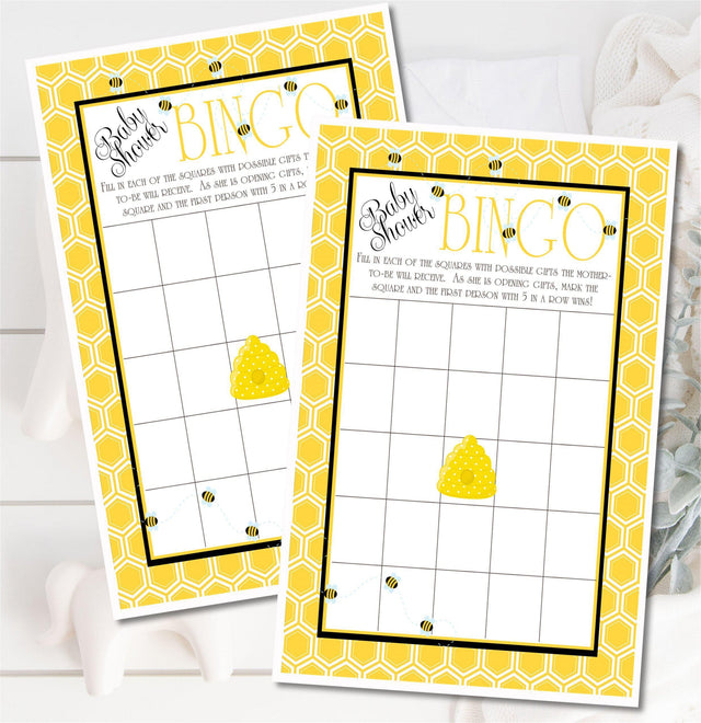 Bumble bee baby shower bingo printable game
