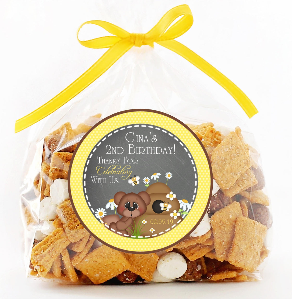 Bumble bee birthday stickers