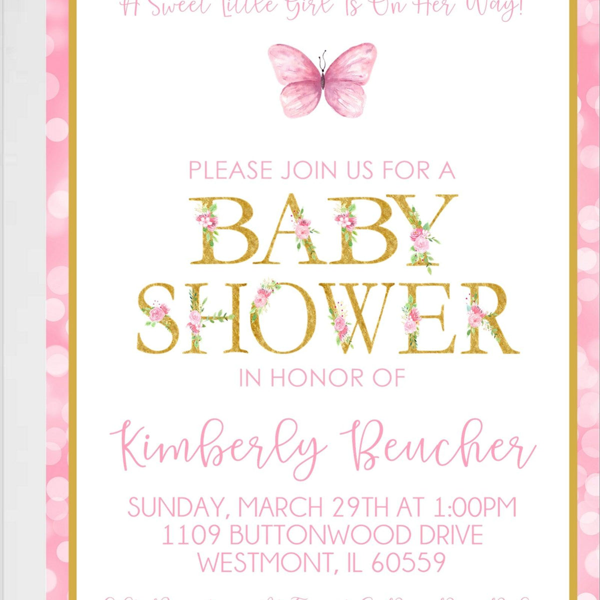 Butterfly baby store shower invitations