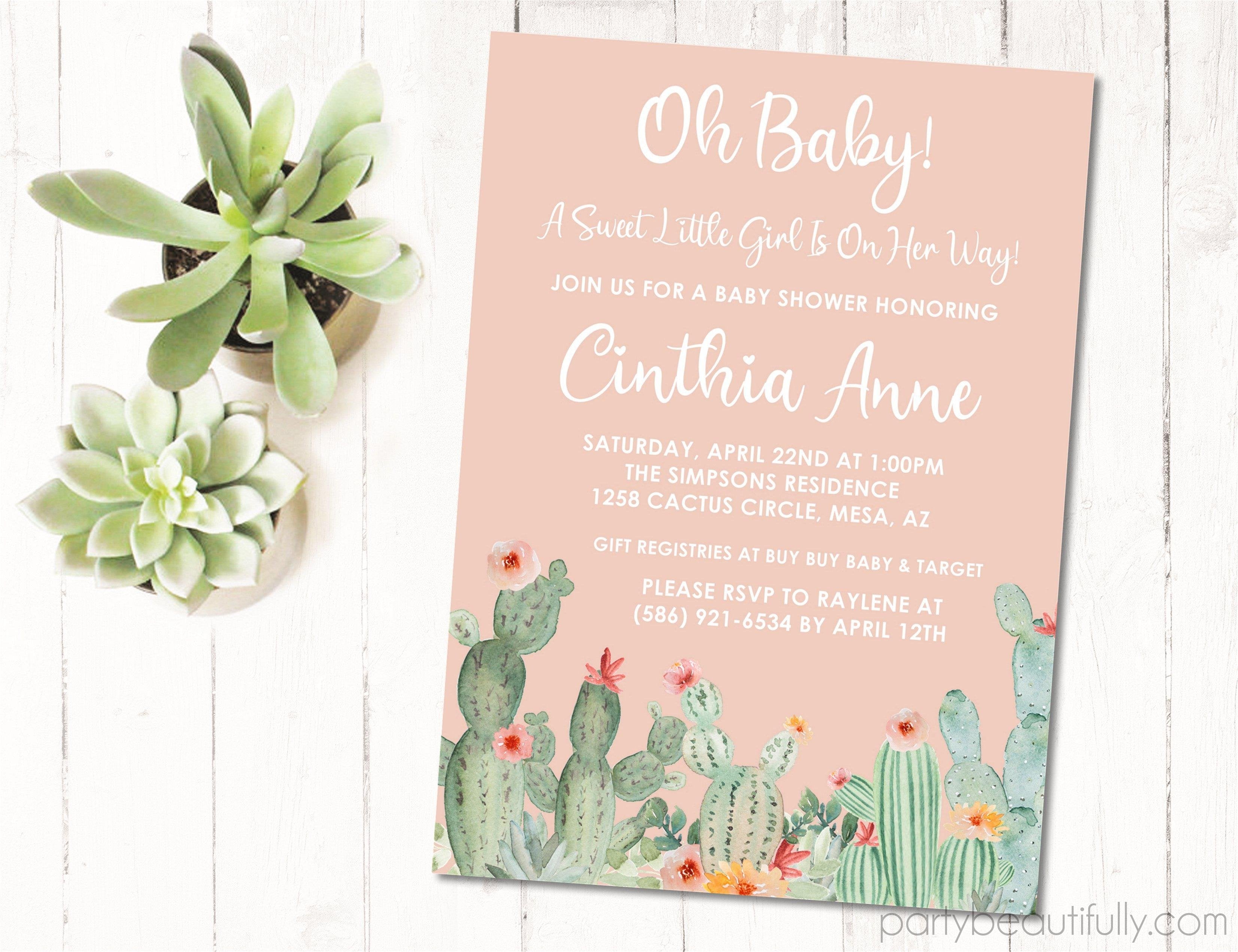 Cactus Baby Shower Invitations