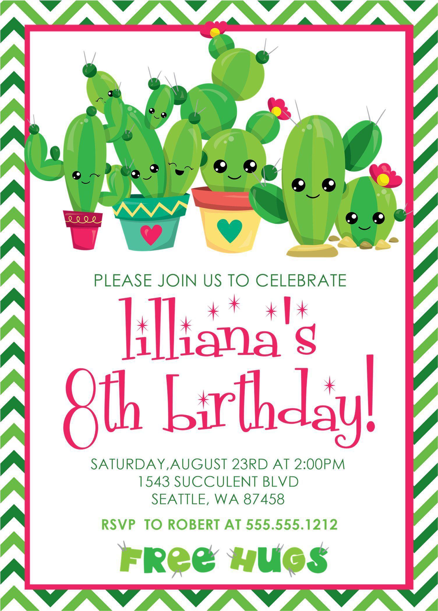 Cactus Birthday Party Invitations